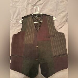 Patchwork Vest with Button Closure